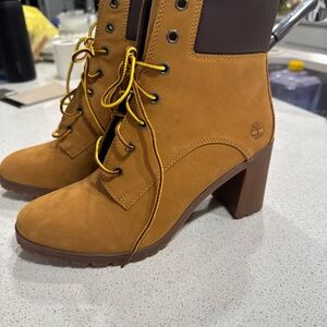 Timberland Women's Wheat-Tone Lace-Up Block Heel Boots